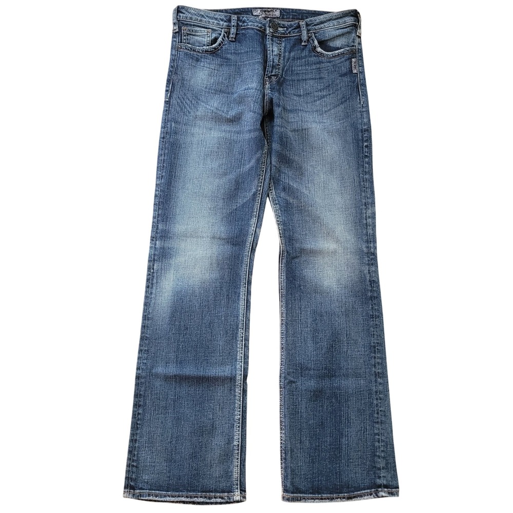 Silver Jeans Co W31 L32 Straight Leg Jeans Women Medium Wash Button Fly Denim‎